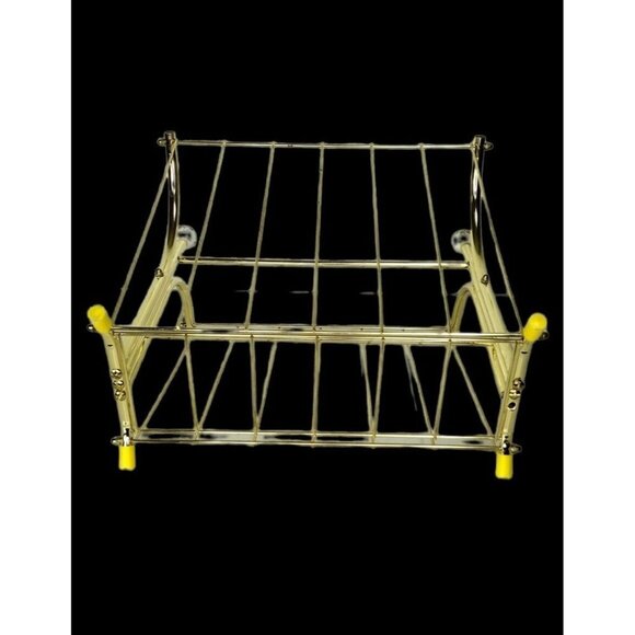 VTG MCM Gold Brass Tone Magazine Holder Porcelain Floral Ball Hollywood Regency - Picture 4 of 11